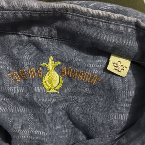Tommy Bahama Blue Linen Long Sleeve Button Down Shirt - Picture 5 of 5